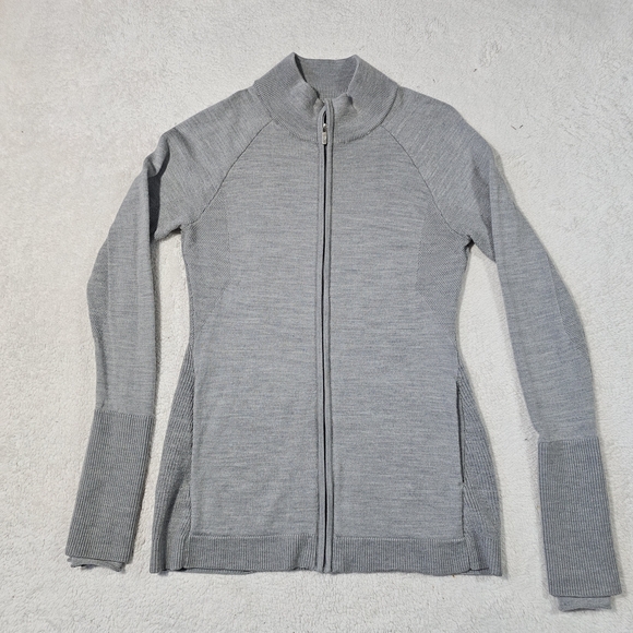 lululemon athletica Sweaters - Lululemon Sweater Womens 8 Gray 100% Merino Wool Full Zip Jacket Knit Athletic